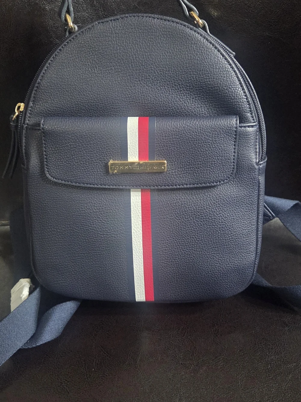Tommy Hilfiger Navy Mini Backpack with Signature Stripe Bag Purse New With Tags